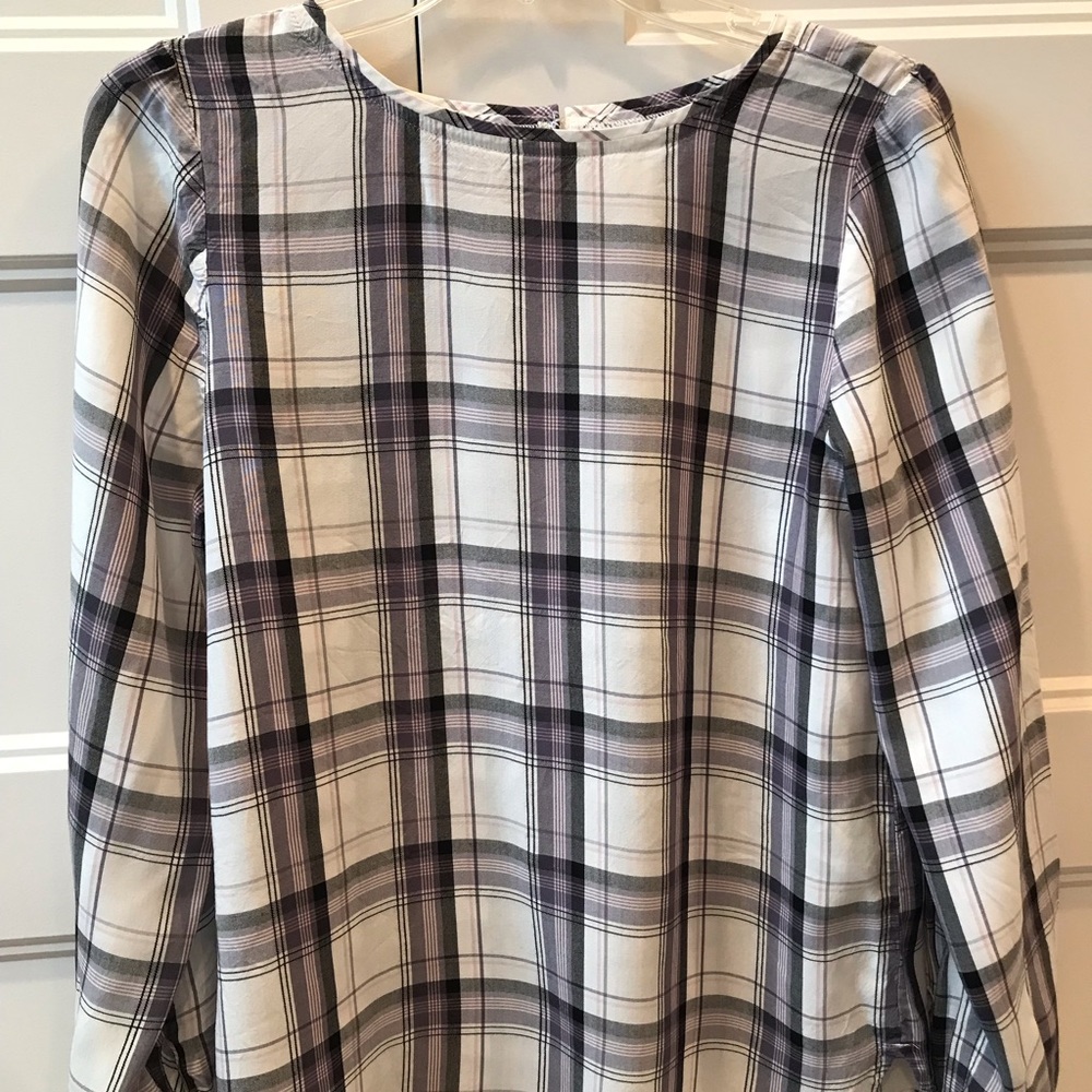 Loft Long Sleeve Plaid Cotton Top